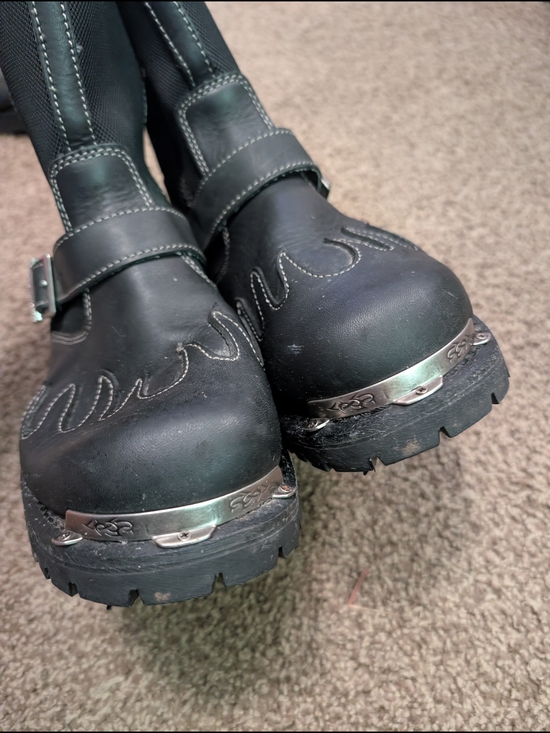 Rare Milwaukee Burnout MB442 Black Flame Motorcycle Boots Men\'s Size 9.5 main image 5